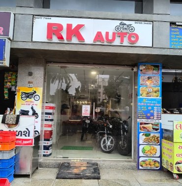 R K Auto bike showroom storefront at Adajan Surat